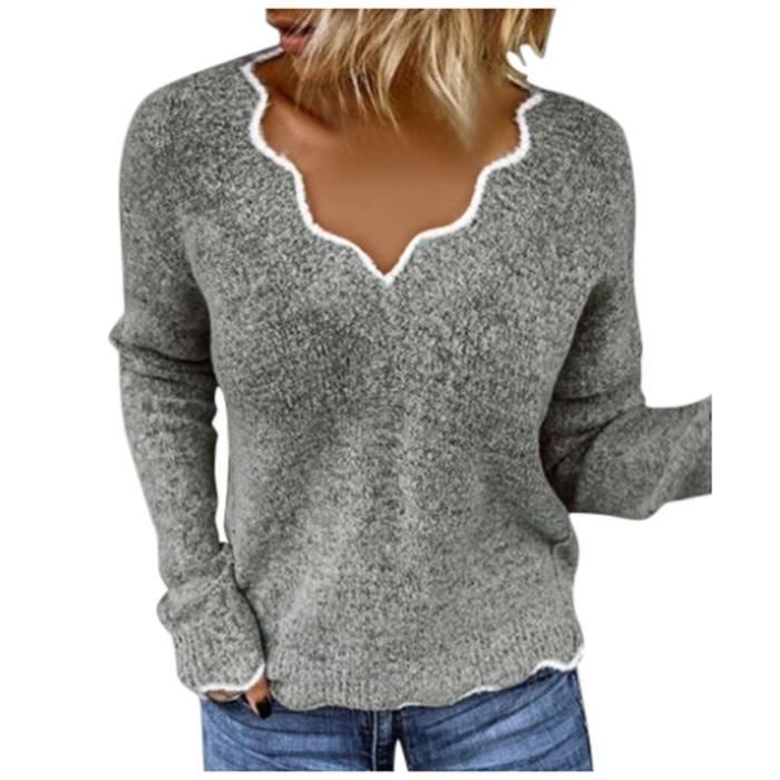Pull à manches longues et col mi-haut pour femme, couleur unie, rose, tricoté, élégant, automne