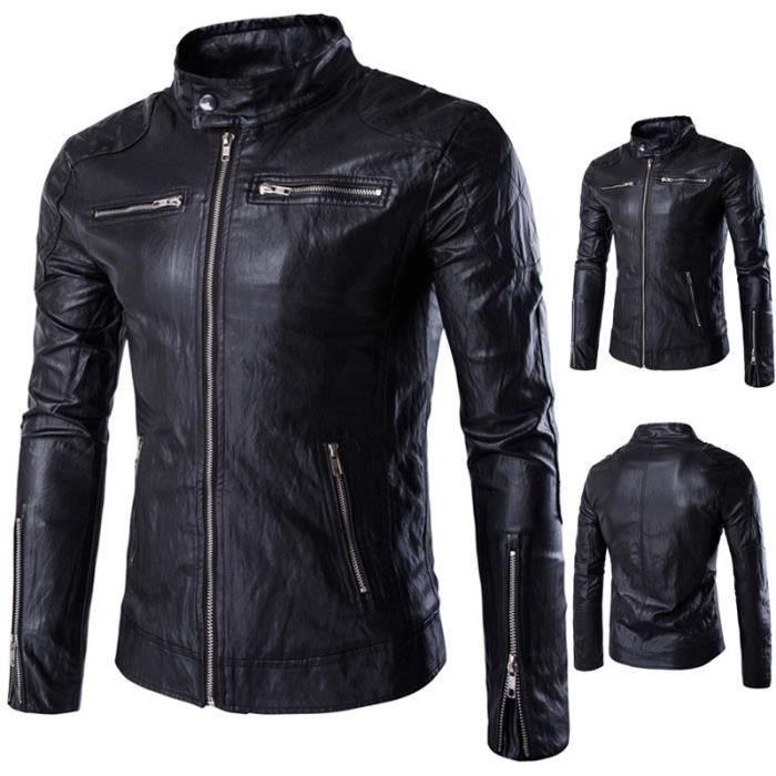 Funmoon Doudoune Rembourr e Blouson en Simili Cuir Homme Chaud