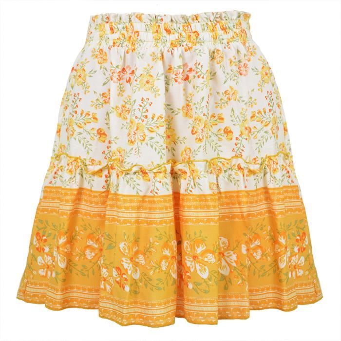 Mini Jupe Fleurie Taille Haute Femmes Jupe Courte Motif Floral a Volants Jupe Patineuse Plissee D ete Evasee Jupe Jaune Jaune Cdiscount Pret a Porter