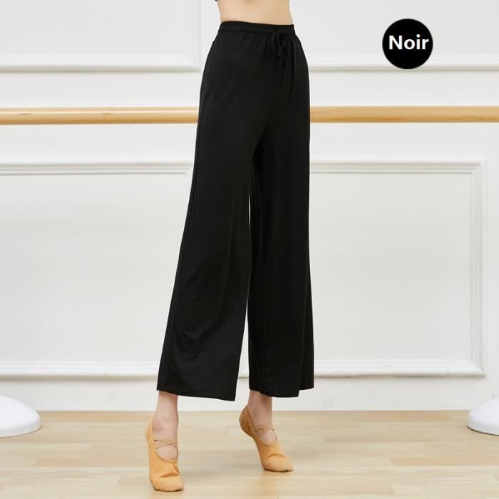 Pantalon de Yoga Modal Taille Haute Droit pour Danse Moderne et Classique Noir - Adulte