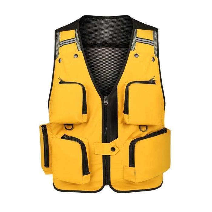 Gilet Pêche Homme HZQIFEI - Multi-poches Sans Manches, Cotton-Polyester - Idéal Rando, Chasse, Photo - Taille L-5XL