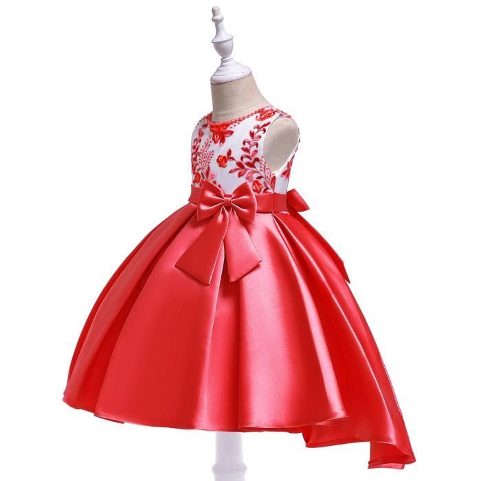 Robe Fille Rouge Et Grise 100% Coton, Sans Manches, Jupe Dentelle Imprimé Papillon - IKKS