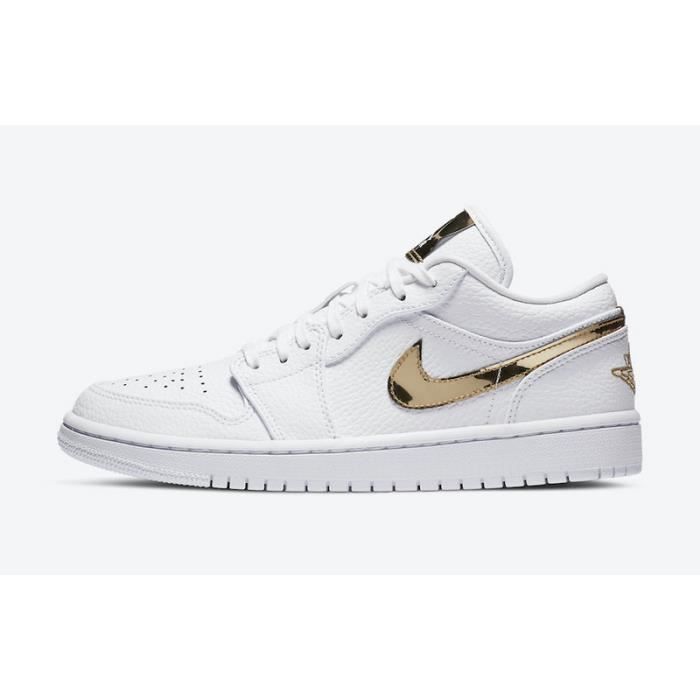 Baskets Air Jordan 1 Low Femme Homme Chaussures Blanc Or Blanc or Cdiscount Chaussures