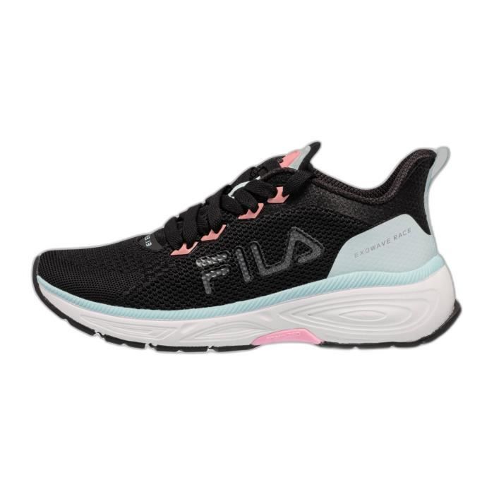 chaussures de running femme fila exowave race - noir/rose/verre bleu - 36