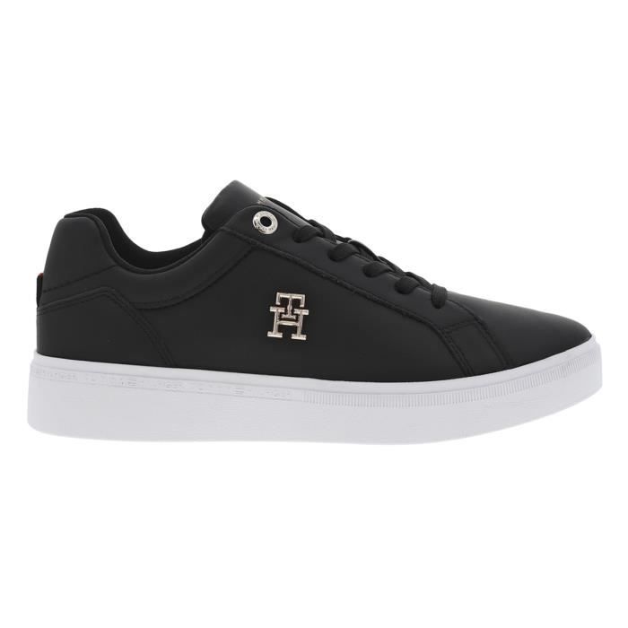 Baskets basses cuir Tommy Hilfiger noir Noires Cdiscount Chaussures