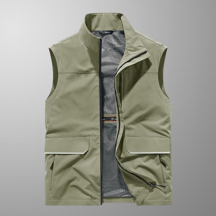 Gilet Multi-poches Homme Décontracté - Léger, Respirant - Pour Randonnée, Pêche, Chasse, Travail En Extérieur