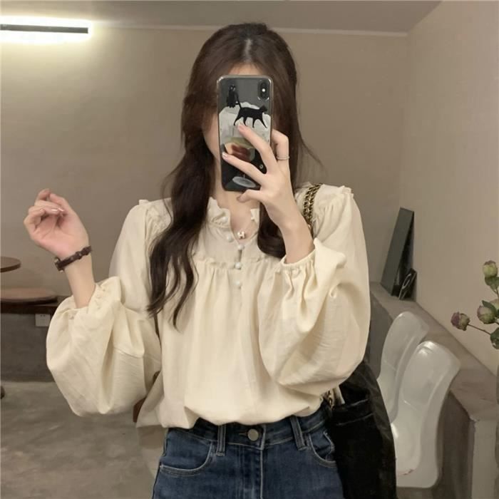Chemisier Femme Style Japonais Lolita - Manches Longues, épaules Dénudées, Forme Cœur - 10