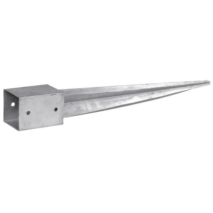 Ancre De Sol à Enfoncer - 50 X 50 Mm - Longueur : 600 Mm - Galvanisée à Chaud - Douille à Enfoncer Pour Poteaux En Bois Carré - Ancrage Au Sol En