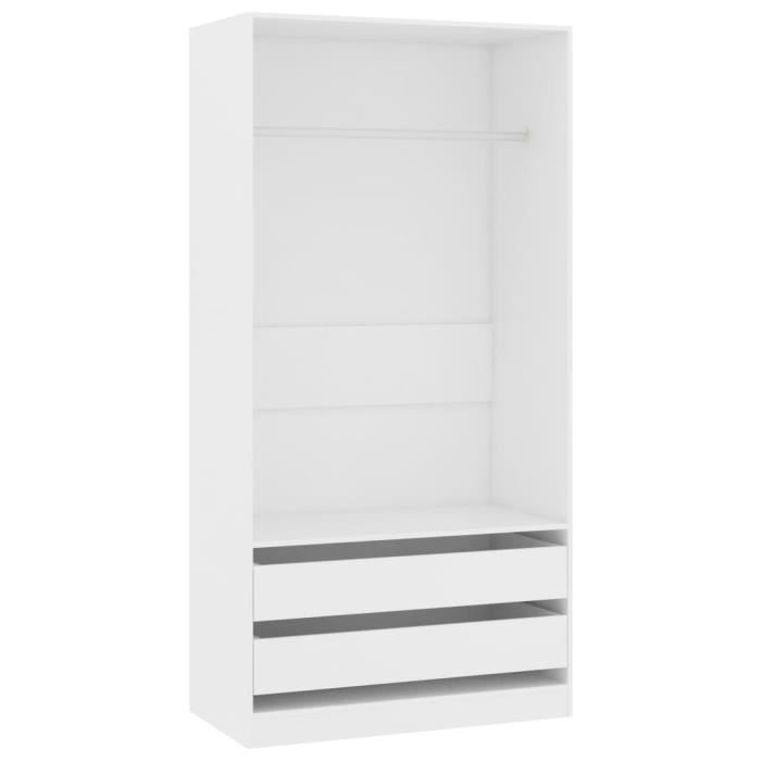 Garde-robe - OVONNI - Blanc - 2 tiroirs - 100x50x200