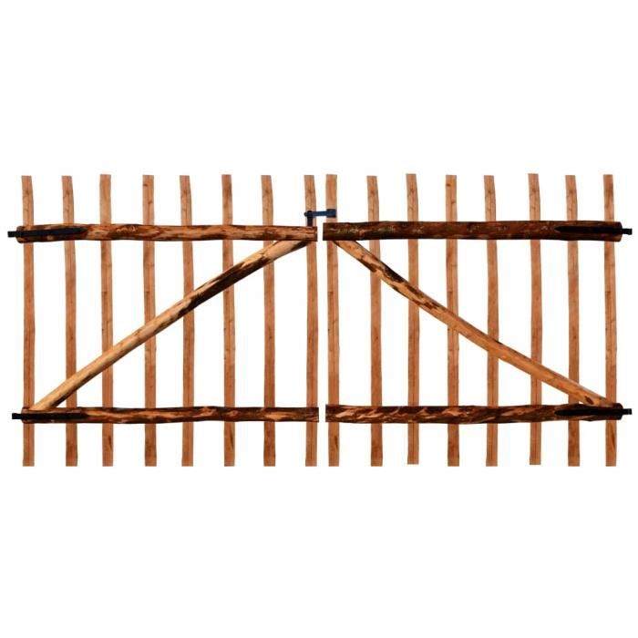 Portillon Double De Cloture Bois Noisetier Impregne 300x150 Cm