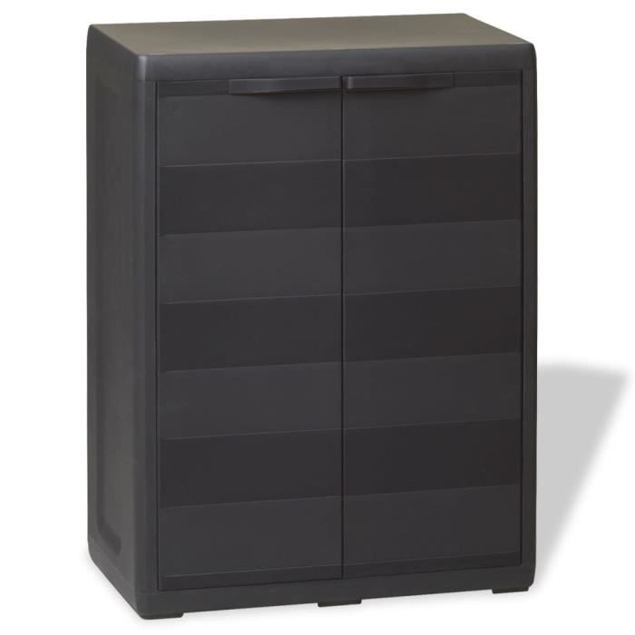 Armoire De Rangement De Jardin Avec 2 Portes Et 1 Etagere Noir Achat Vente Armoire De Chambre Armoire De Rangement De Cdiscount