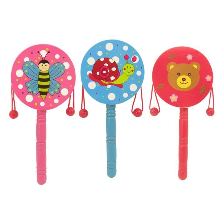 3pcs Bois Dessin Anime Hochet Tambours Precoce Educatif Tambour Traditionnel Jouet Instruments De Musique Pour Bebe Hochet Achat Vente Hochet Soldes Sur Cdiscount Des Le Janvier Cdiscount