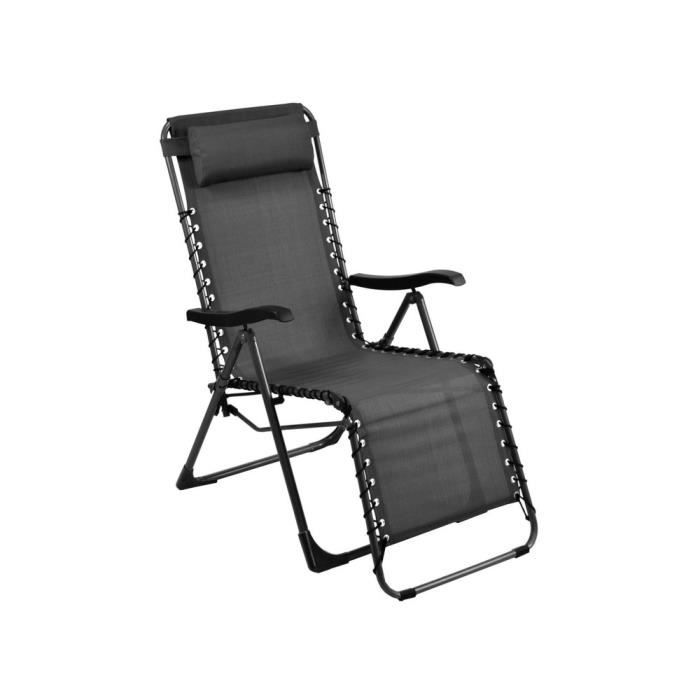 fauteuil de jardin relax pliant neo - graphite/gris 88 x 112 x 64 cm
