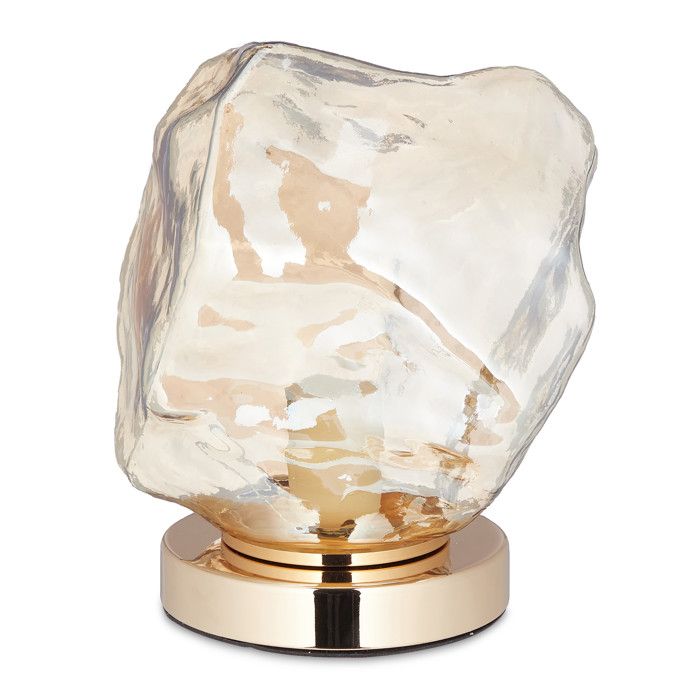 Lampe de table élégante en or et abat-jour en verre blanc Ellen | Maisons du Monde