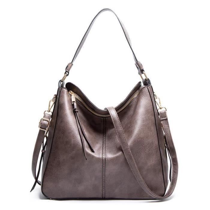 Sac Bandoulière En Cuir PU Pour Femme - Grand Sac Décontracté Marron, Sangle Réglable