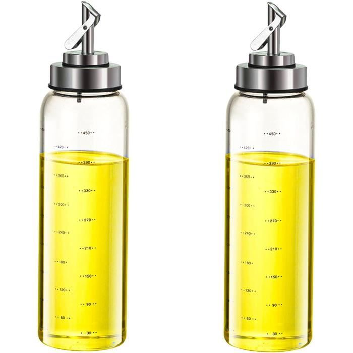Bouteille Pour Huile D'olive 2 Piu00e8ces Bouteille Huile Verre, Distributeur De Vinaigre 500ml, Bouteille D'Huile D'Olive Avec Bec Verseur En Acier Inoxydable Pour Cuisine, Sauce De Bouteille Huile Et Vinaigre