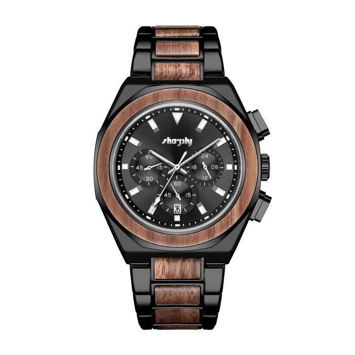 SHARPHY Bois Montres hommes marque de Luxe montre en Bois man