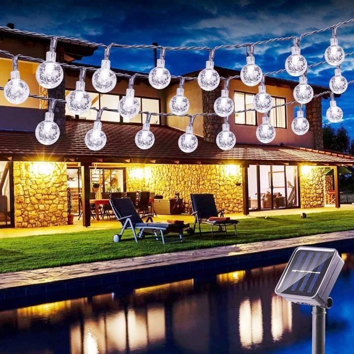 Guirlande Lumineuses Solaires Exterieur, 11M 100 LED Boules de