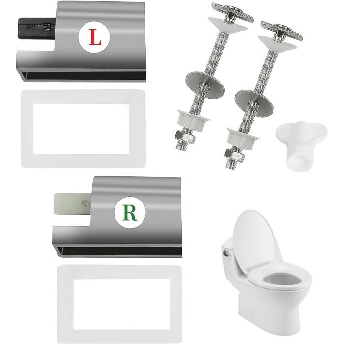 Kit Charnières WC - 2 Pièces - Fixation Abattant Toilettes - Acier Zinc - Pour Sièges En Bois Ou Résine