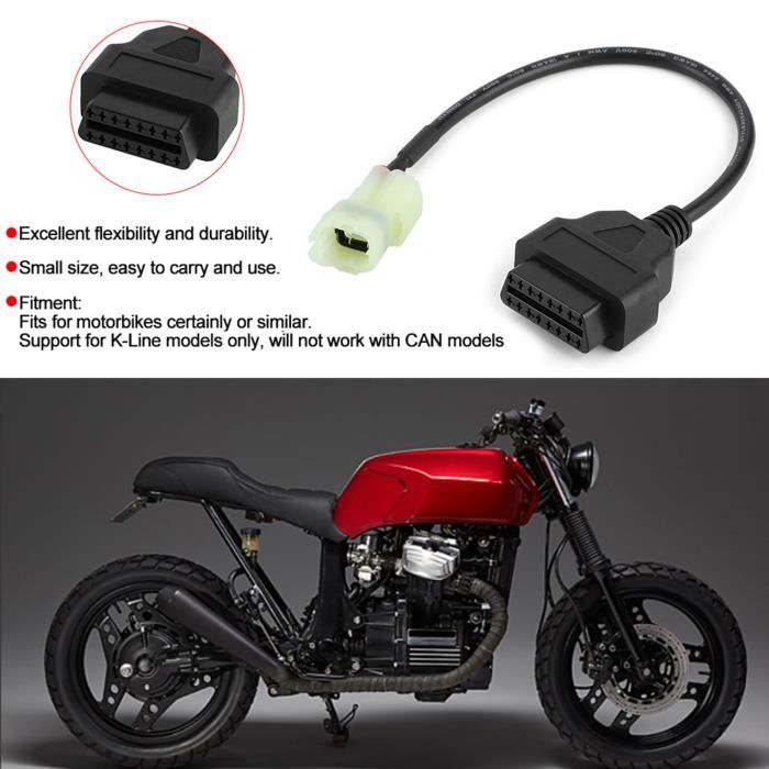 Câble Adaptateur Diagnostic LoongGate OBD2 Pour Moto - Conversion Vers Prise 16 Broches - Pour Outils De Diagnostic