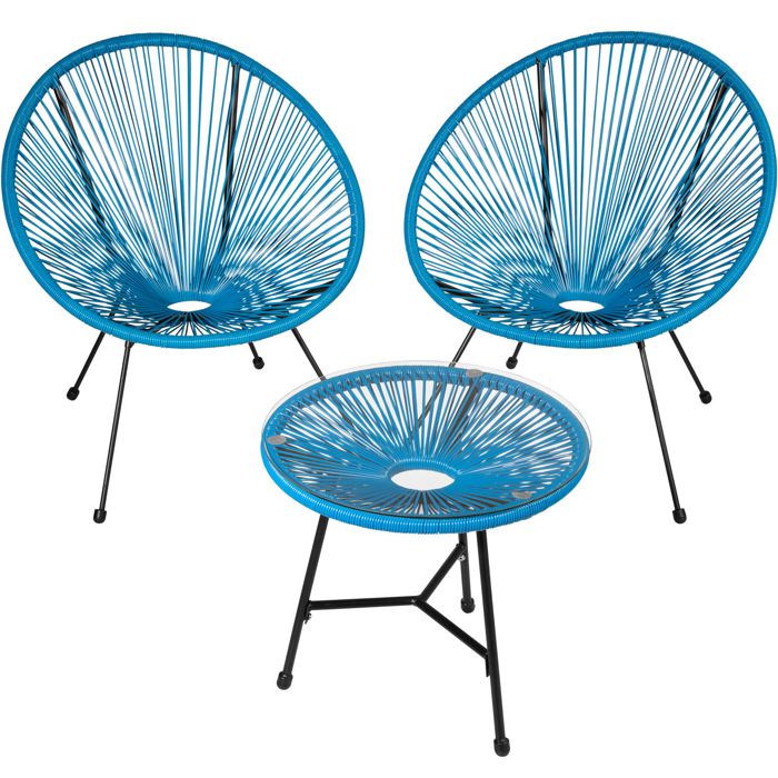 TECTAKE 2 Fauteuils Acapulco et 1 Table de Jardin de Salon ...