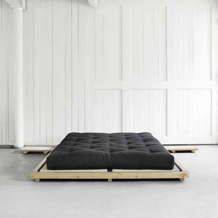 Lit Futon Style Japonais En Bois Massif Coloris Naturel 160x200 Achat Vente Structure De Lit Lit Futon Style Japonais En Cdiscount