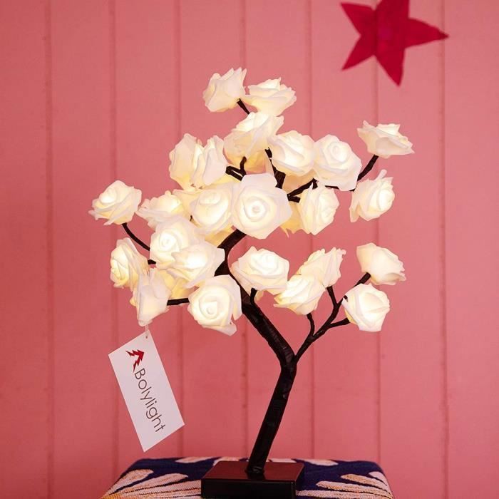 Arbre de Décoration Lumineux 45cm à 36 LED Lampe de Nuit Rose Arbre de Table pour la Décoration de Maison/ Mariage/ Noël