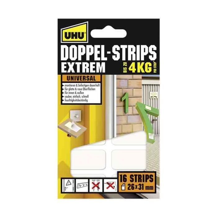 Lot de 16 Pastilles adhésives de montage EXTREM double face 16 x 31 mm