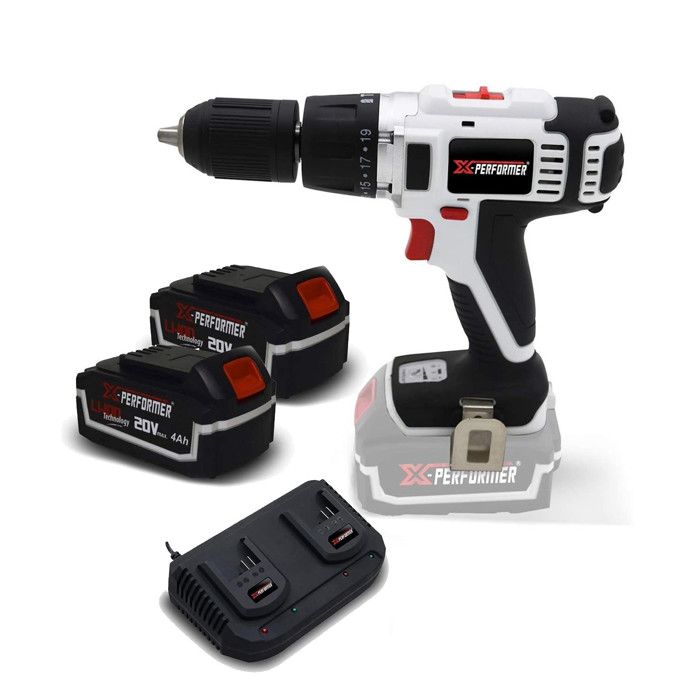 Perceuse visseuse à percussion 20V 50Nm 2 batteries 4 Ah Li-ion