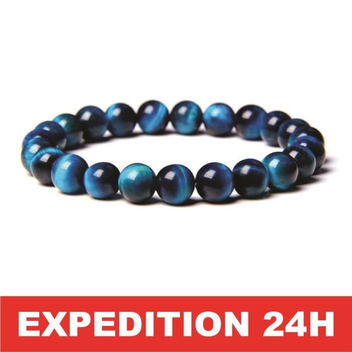 bracelet pierre naturelle perle femme homme chakra protection oeil de tigre bleu turquoise perles naturelles 8 mm