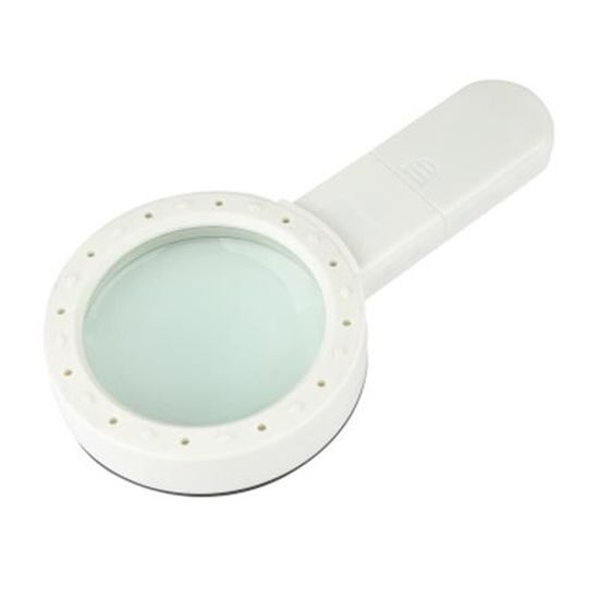 Loupe 30X Avec éclairage LED 12 Lumières - Lentille Verre 80 Mm - Blanc - Neuf