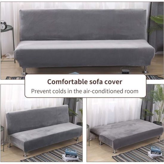 Housse De Canapé Sans Accoudoirs - Velours Élastique - 3 Places - Antidérapante - Multiple Coloris