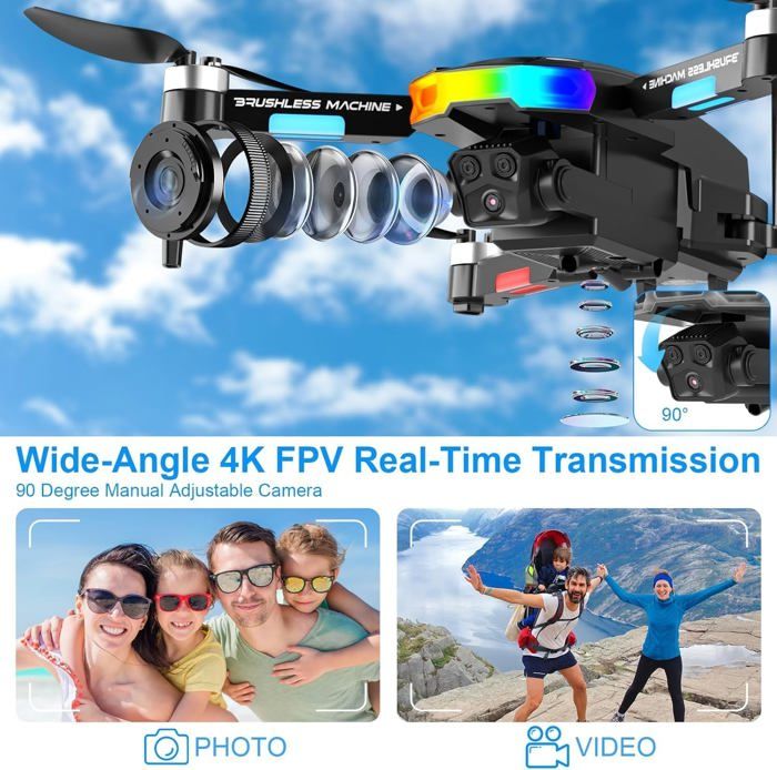 Drone Avec Caméra 1080P FPV Pour Débutants - Pliable, Double Batterie, Follow Me Et Flips 360°
