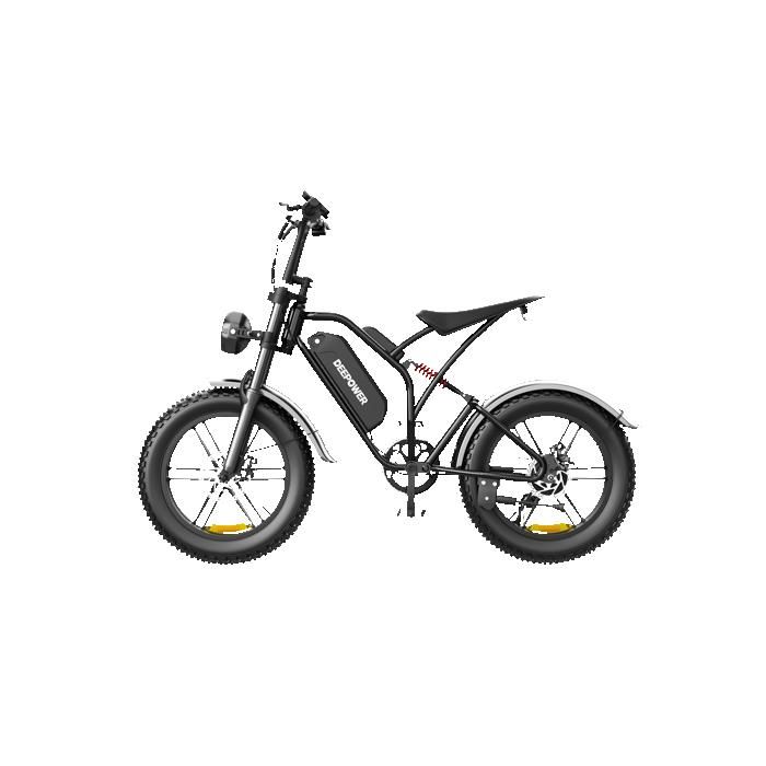 DEEPOWER QS7 Vélo Électrique, Batterie Amovible 48V 60Ah/35Ah/20Ah, Autonomie 110-250KM, Moteur 120 N·m, Pneu Gras 20'' X 4.0, 7 Vitesses, Suspension Hydraulique Complète