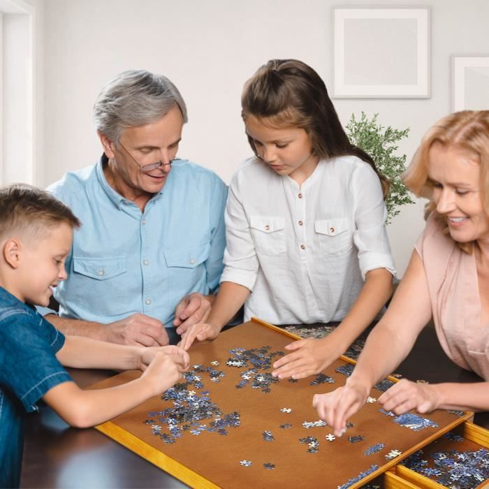 Table de puzzle en bois avec surface inclinable et antidérapante, pour adultes, accessoires de puzzle, cadeau pour amateurs de puzzle (pour 1 000 pièces, avec tiroir