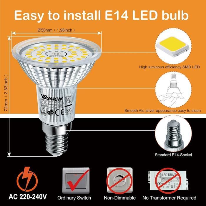 Ampoule LED E14 Blanc Froid 1000 Lumens 6W Équivalent 100W
