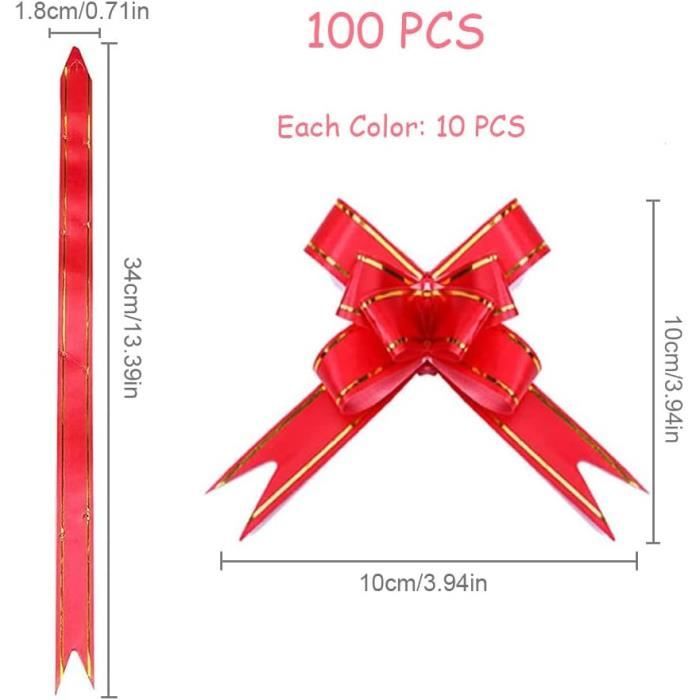 Lot De 60 Noël Nœuds Ruban Rouge 5,5cm Pour Decoration Noël Cadeau Arbre Fête Mariage