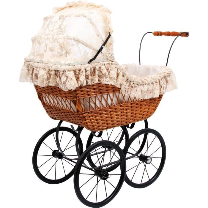 Landau de poup e autrefois belle poque en rotin capote pliante