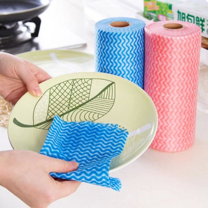 Chiffons Microfibre Déchirables Fzdm - 2 Rouleaux Réutilisables (50 Feuilles) - Idéal Pour Cuisine, Voiture Et Surfaces Fragiles