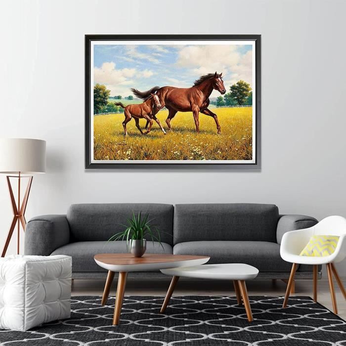 Bimkole 5D Diamond Painting Kit Completo Fai da Te Cavallo In Corsa, Animale Pittura Diamante Punto Croce Strass Arte E Creazione Di Mosaico Decorazione Murale Artigianale 30X40 cm