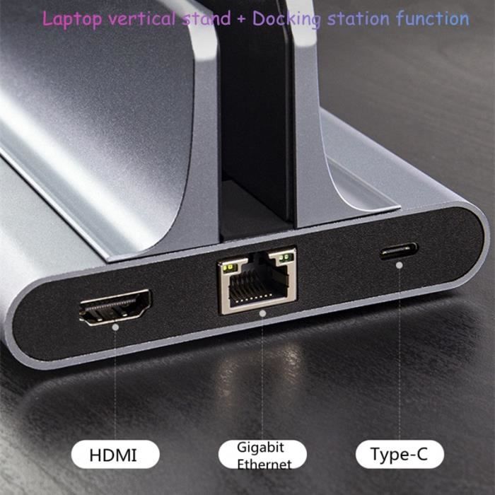 Accessoires tablettes,Multifonction Vertical Support D'ordinateur Portable  Avec 3 pièces USB3.0 Port + Station D'accueil pc