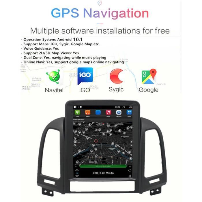Lecteur Multimédia De Voiture Autoradio Gps Stéréo Écran Tactile 9.