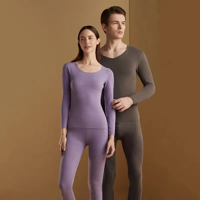 Ensemble de sous vetements thermiques pour hommes et femmes optique sans couture double couche lingerie Couleur de peau femme Blanc Cdiscount Pret a Porter