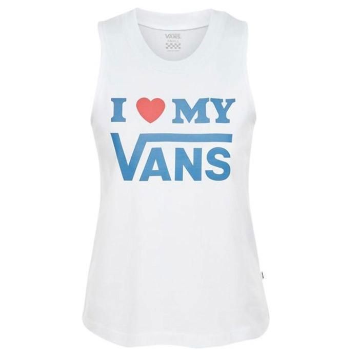 D bardeur Femme Vans Love Blanc Sans manches 100 Coton Blanc