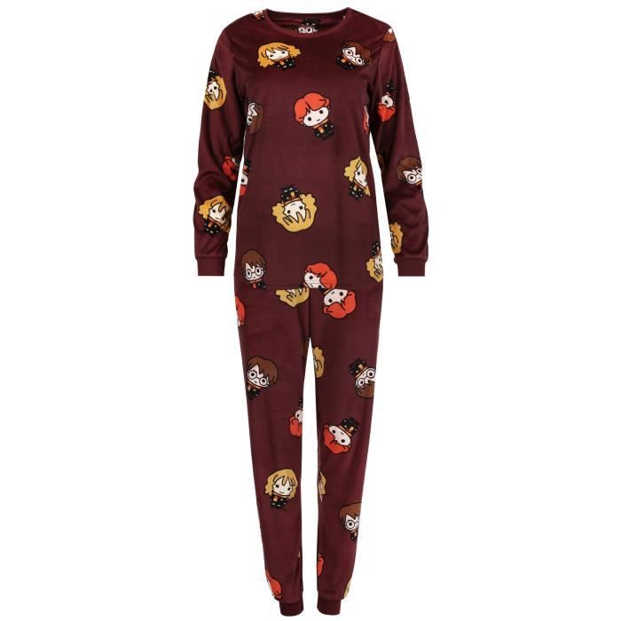 Pyjama Harry Potter Marron pour femme manches longues deux pieces chaud confortable