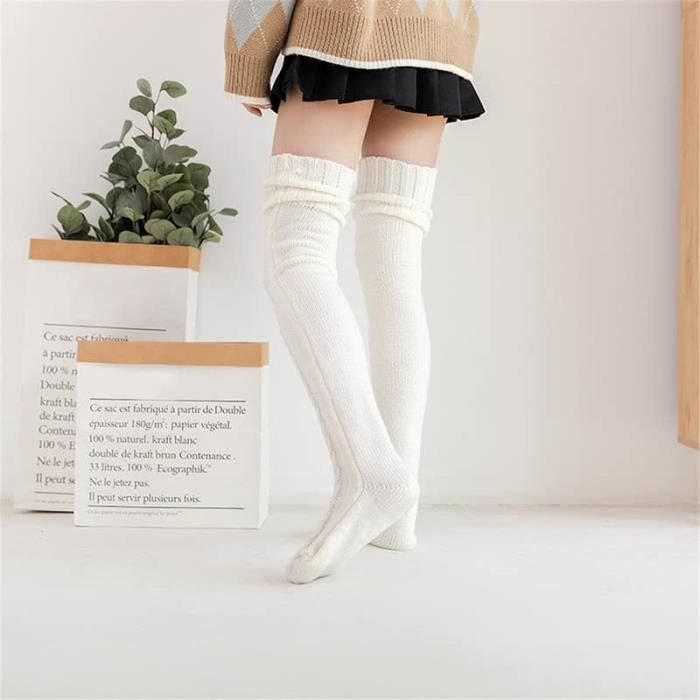 Chaussettes Hautes Femme En Tricot Long Épaisses Et Chaudes, 2 Paires, Mode en ligne