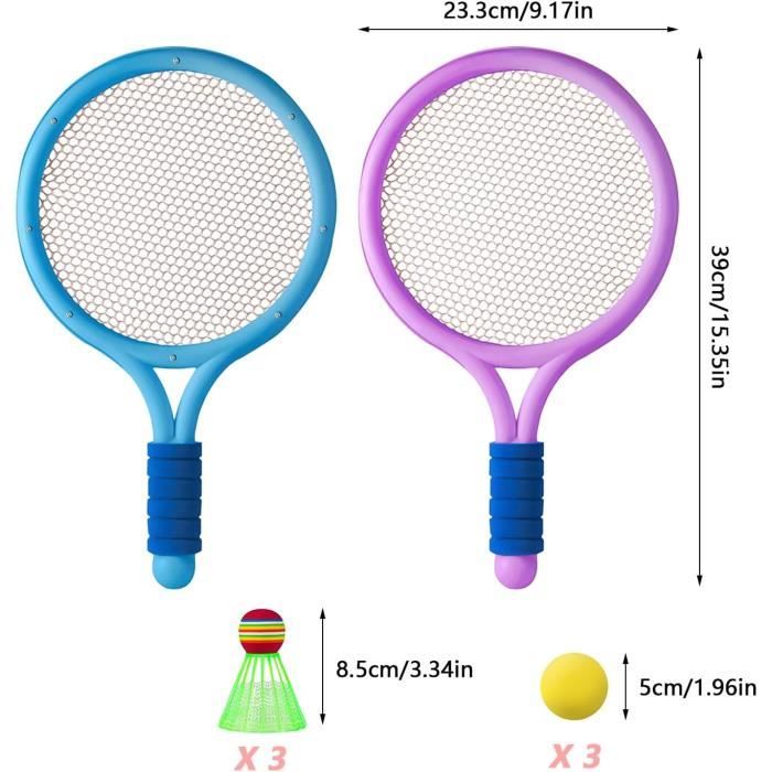 Set 8 Pièces Raquettes Tennis Enfant Fyihoxi - 2 Raquettes + 3 Balles Mousse + 3 Volants - Jeu Intérieur/extérieur