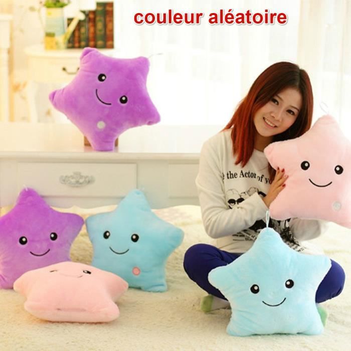 Oreiller Étoile Peluche - Coussin Décoratif Enfant Multicolore 40x40cm