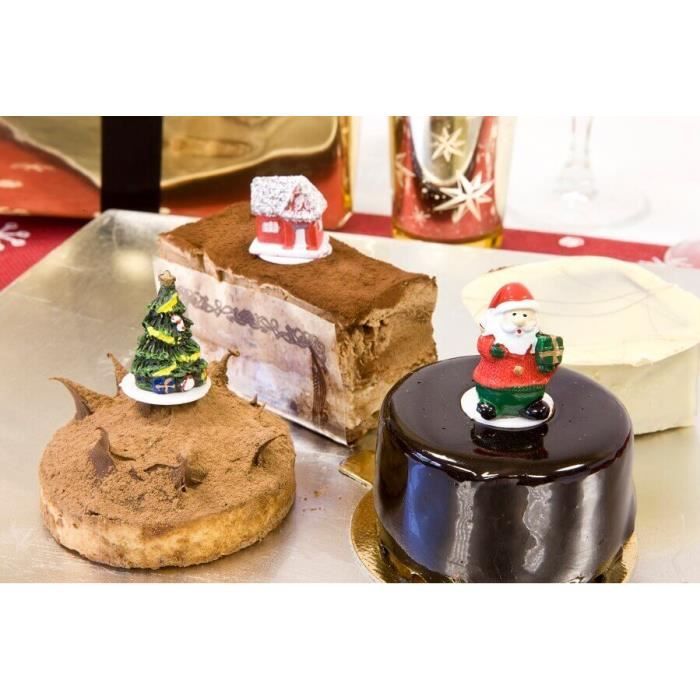 3 piques pour bûche de Noël - Jour de Fête - Accessoires pour pâtisseries  de Noël - Noël