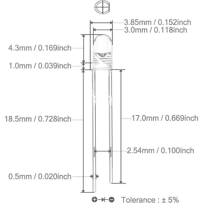 100pcs Douille LED 5mm Ampoule lampe éclairag e diodes émettrices lumière